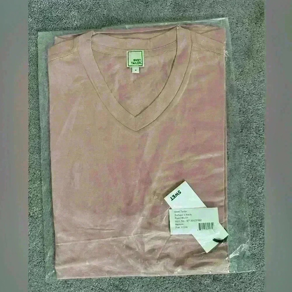 Swet Tailor Men’s Softest V Neck T-Shirt Pearl Blush Size Medium - Picture 3 of 4